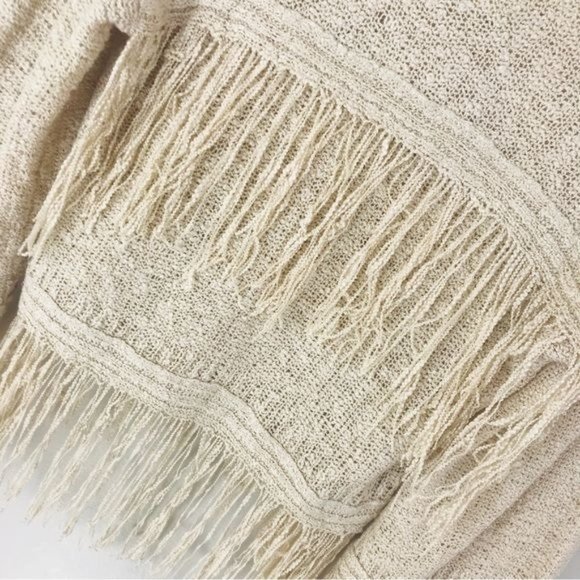 FATE Boho Distressed Knit Tiered Fringe Sweater Size Small - Picture 11 of 12